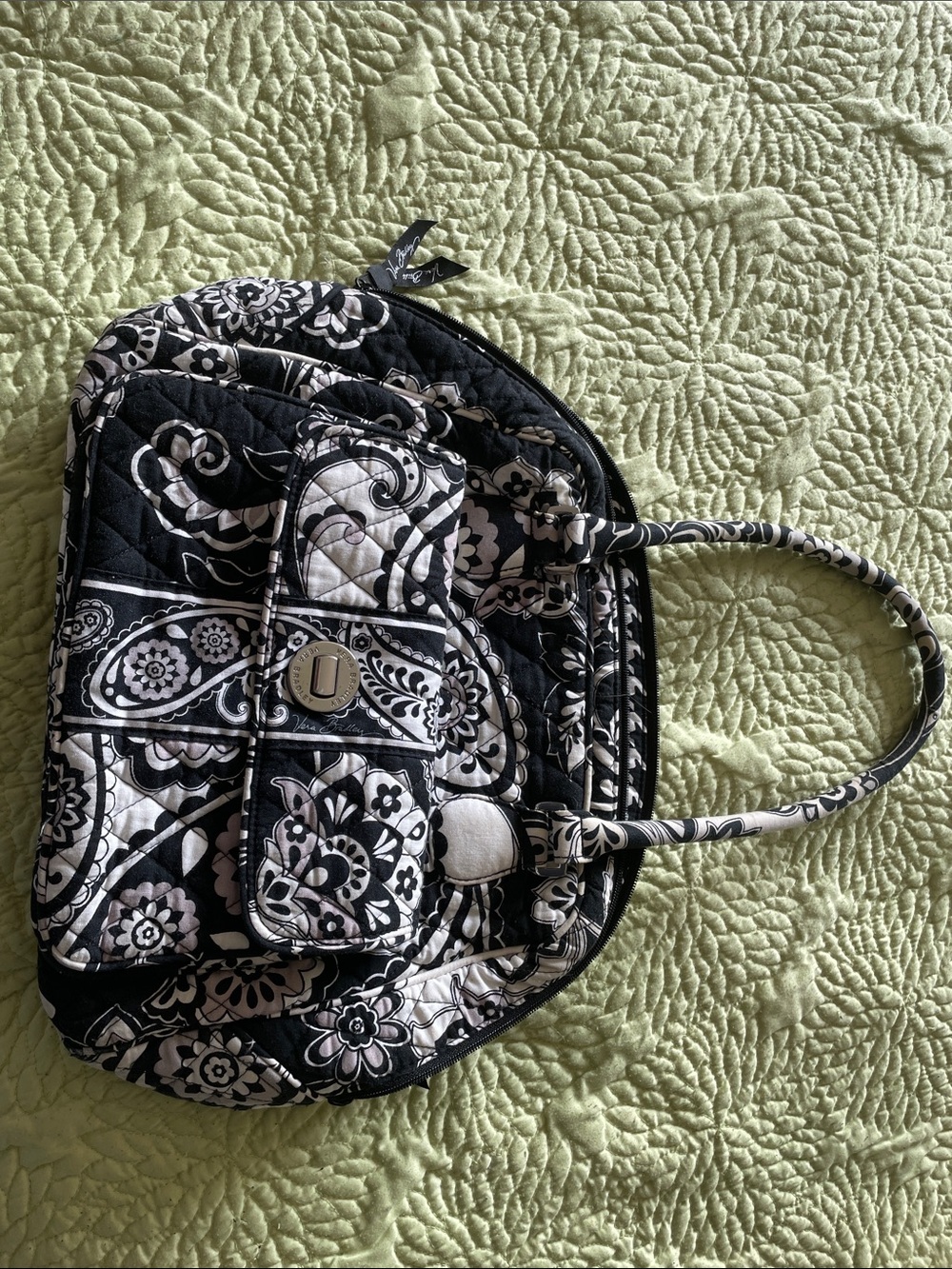 Vera Bradley Black & White Quilted Floral Paisley Tote